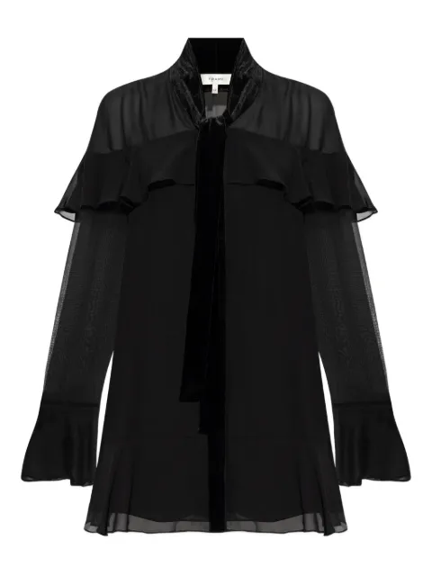FRAME ruffled-details tie-neck dress