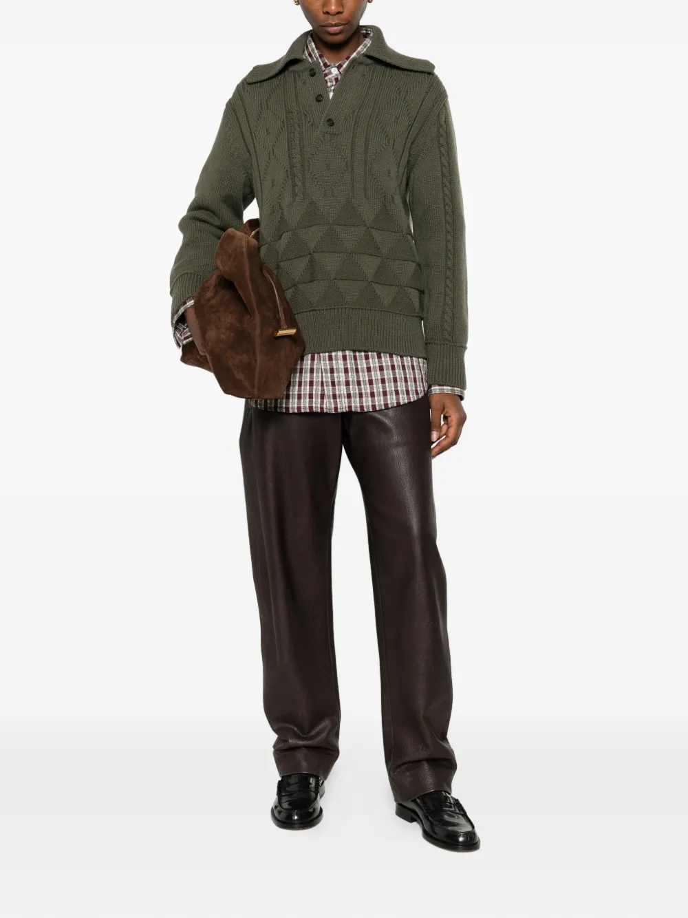 Namacheko Osterly cable knit polo shirt - Verde