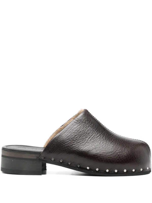 OUR LEGACY Naoto Hand-cut Metal-stitch Mules in Brown