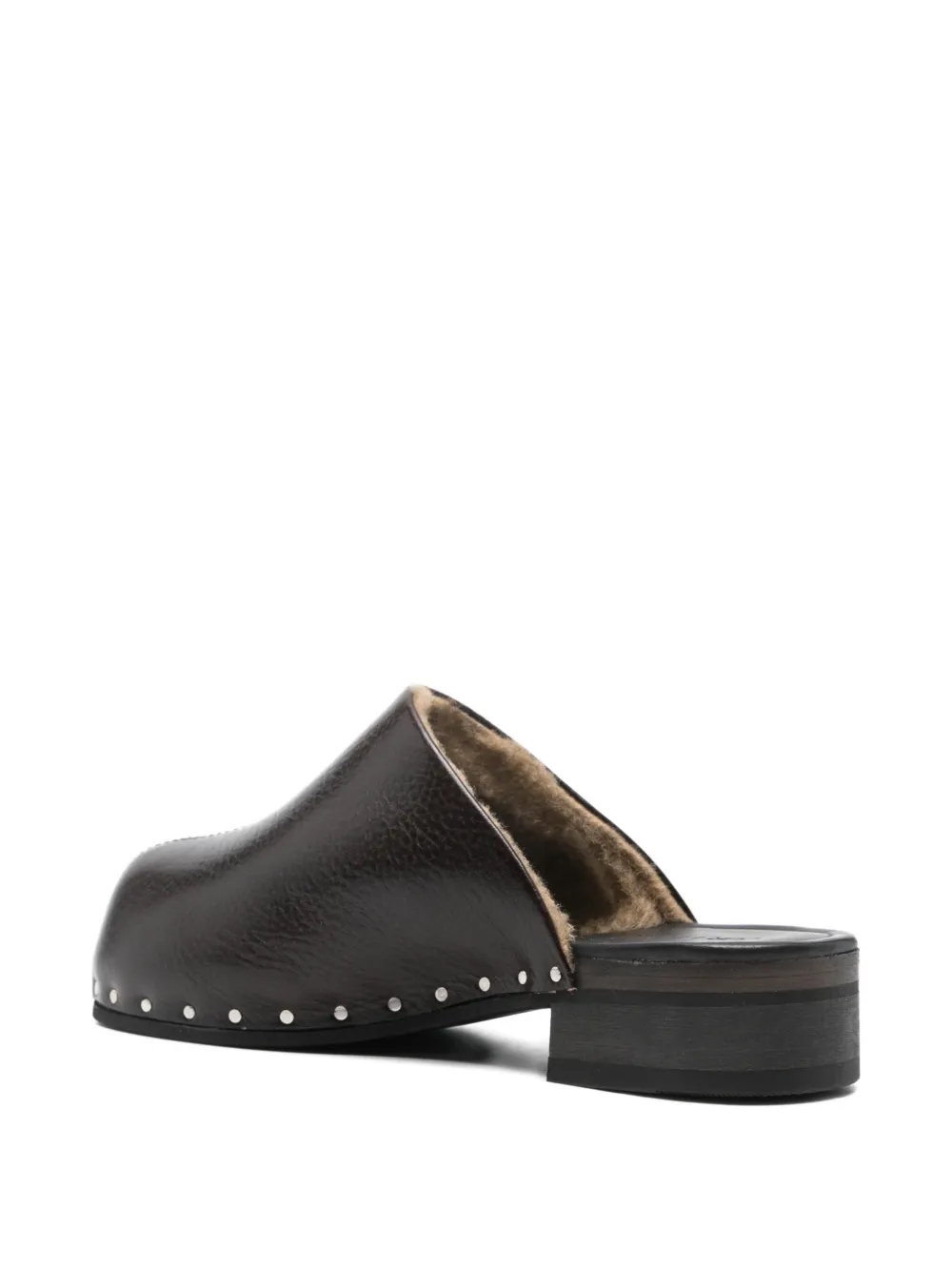 OUR LEGACY Naoto handgeslepen muiltjes met metalen stiksel Bruin