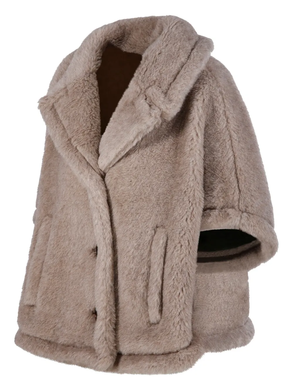 Max Mara Button Short-sleeve Cape In Brown