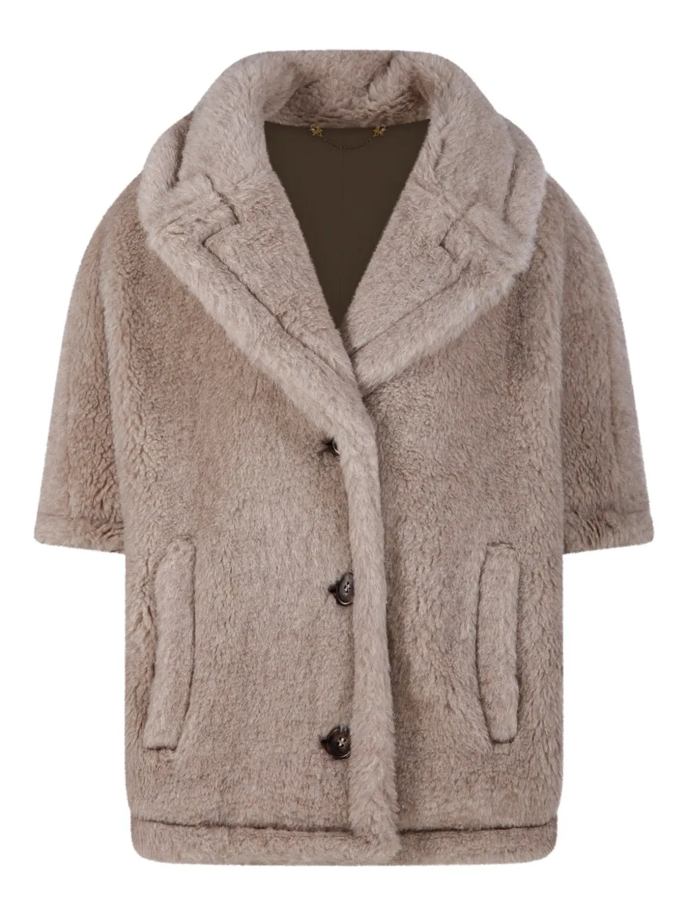 Max Mara Button Short-sleeve Cape In Brown