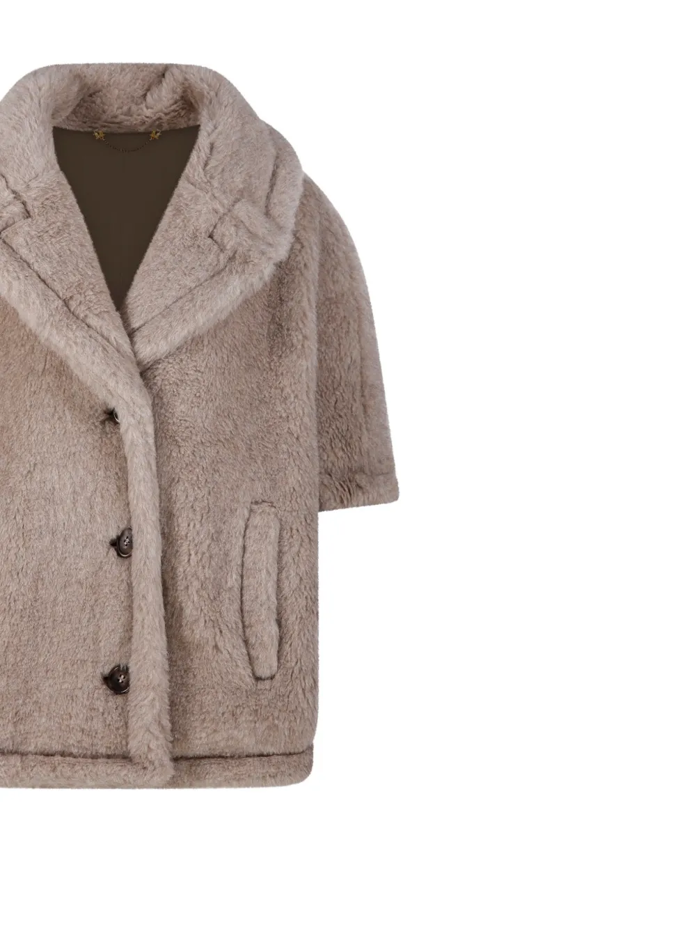 Max Mara Button Short-sleeve Cape In Brown