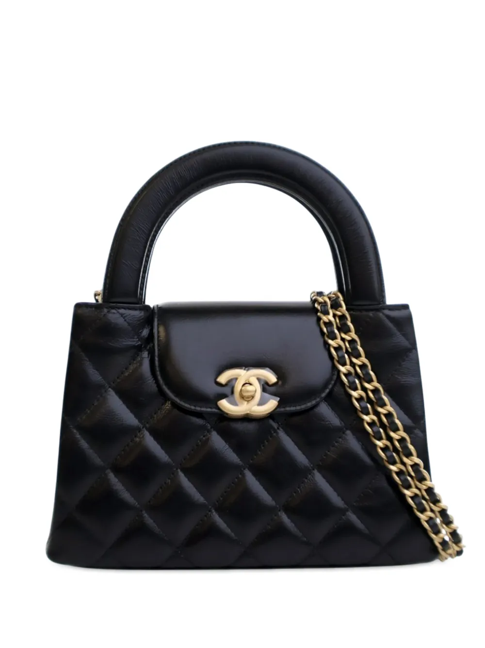 CHANEL Pre-Owned Borsa shopper Kelly nano in pelle di vitello effetto invecchiato 2021-2025 - Nero
