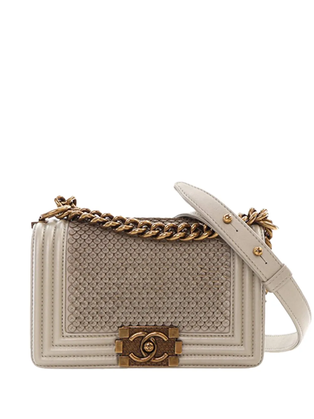 CHANEL Pre-Owned Borsa a mano Boy piccola in pelle di agnello con battente 2014-2015 - Oro