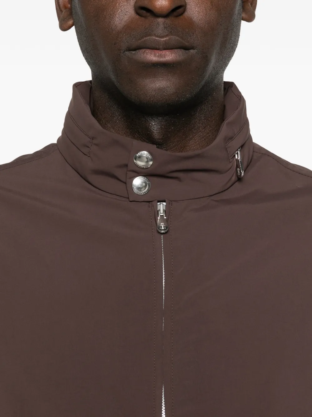 Brunello Cucinelli Nylon jack met opvouwbare capuchon Bruin