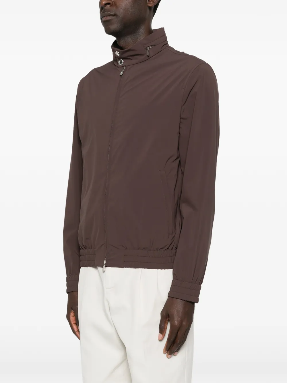 Brunello Cucinelli Nylon jack met opvouwbare capuchon Bruin