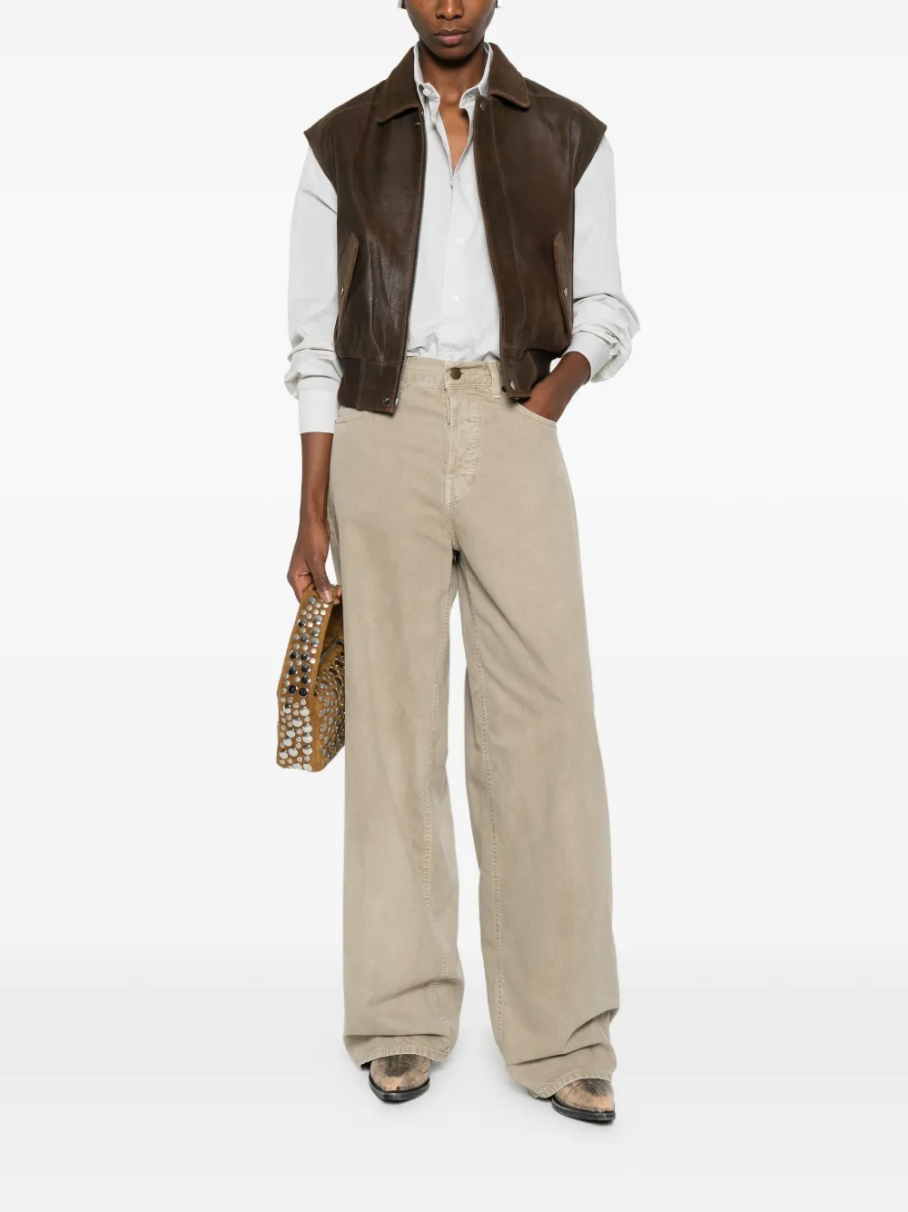 Haikure Val Leather Gilet - Brown 