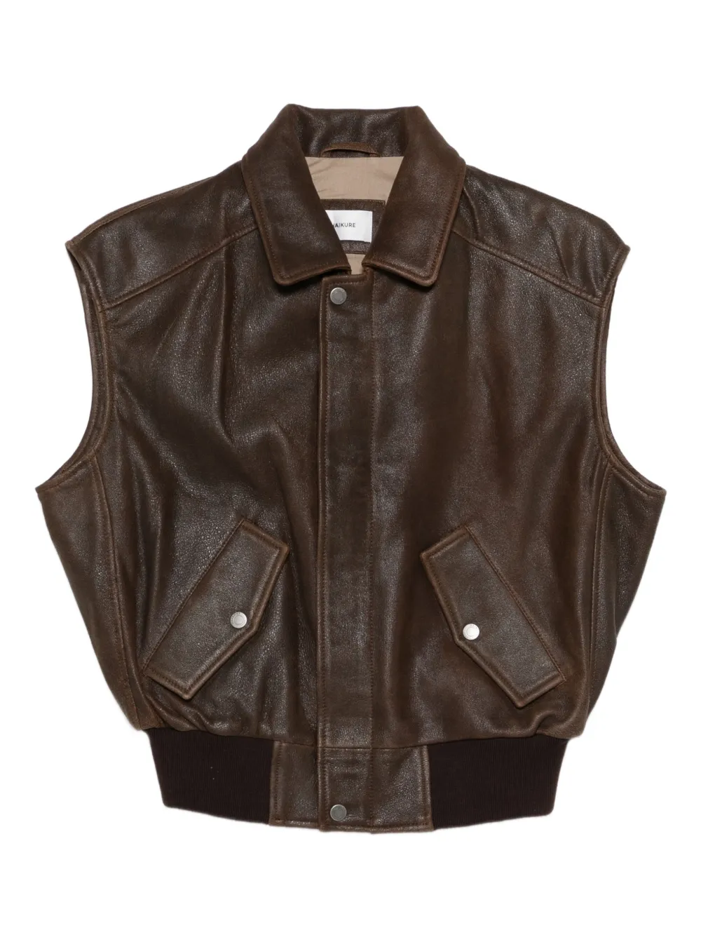 Haikure Leather Gilet In Brown