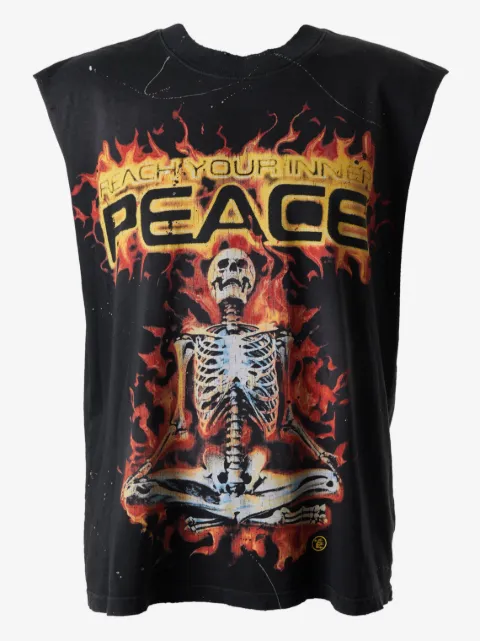 HELLSTAR Inner Peace Skeleton distressed graphic vest