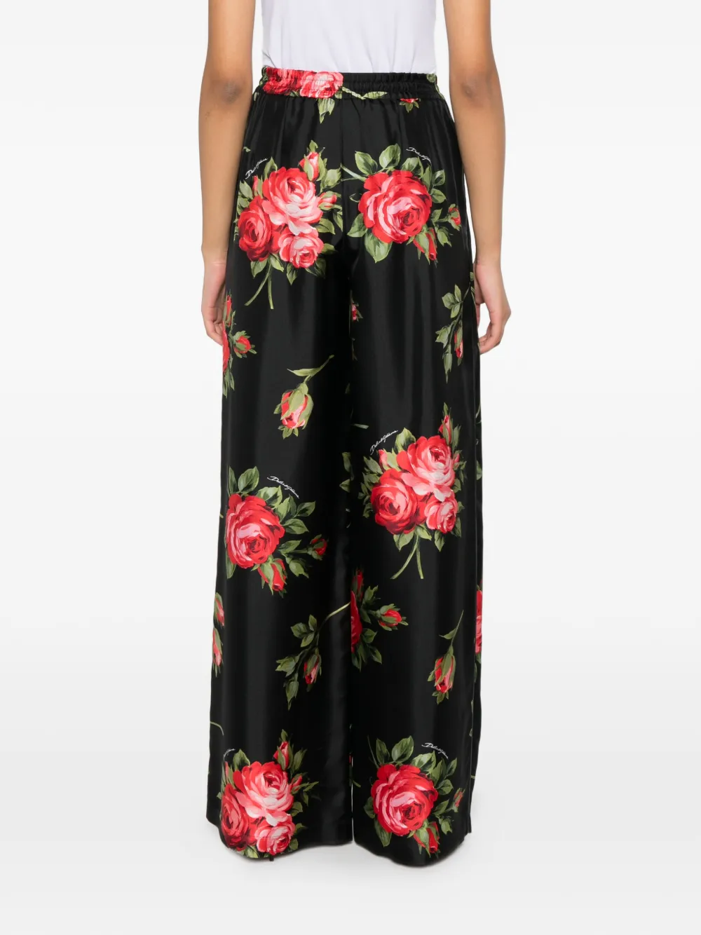 Dolce & Gabbana Broek met bloemenprint Zwart