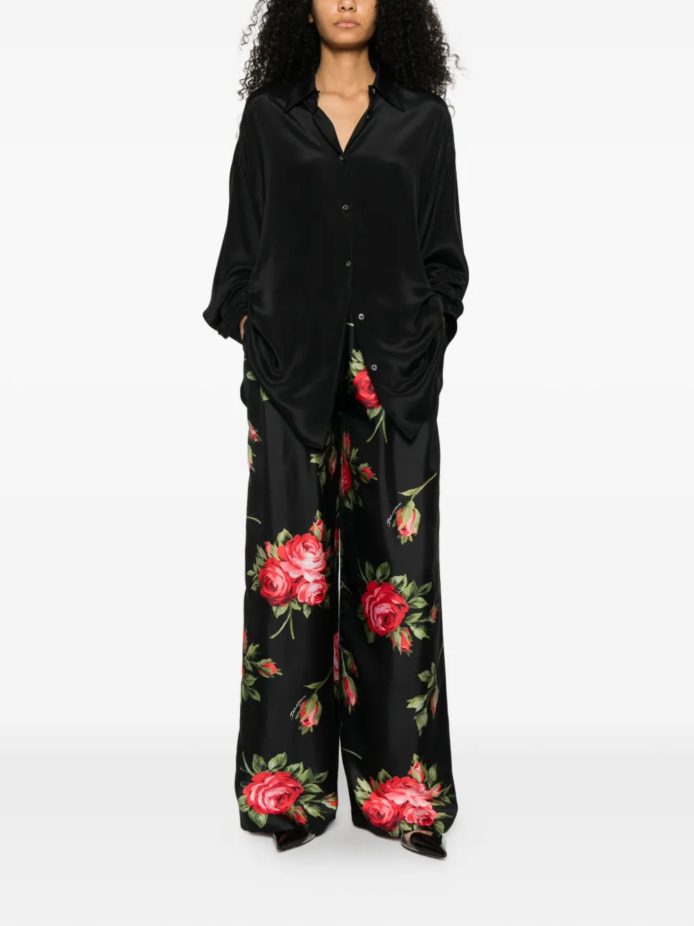 Dolce & Gabbana floral-print trousers - Zwart