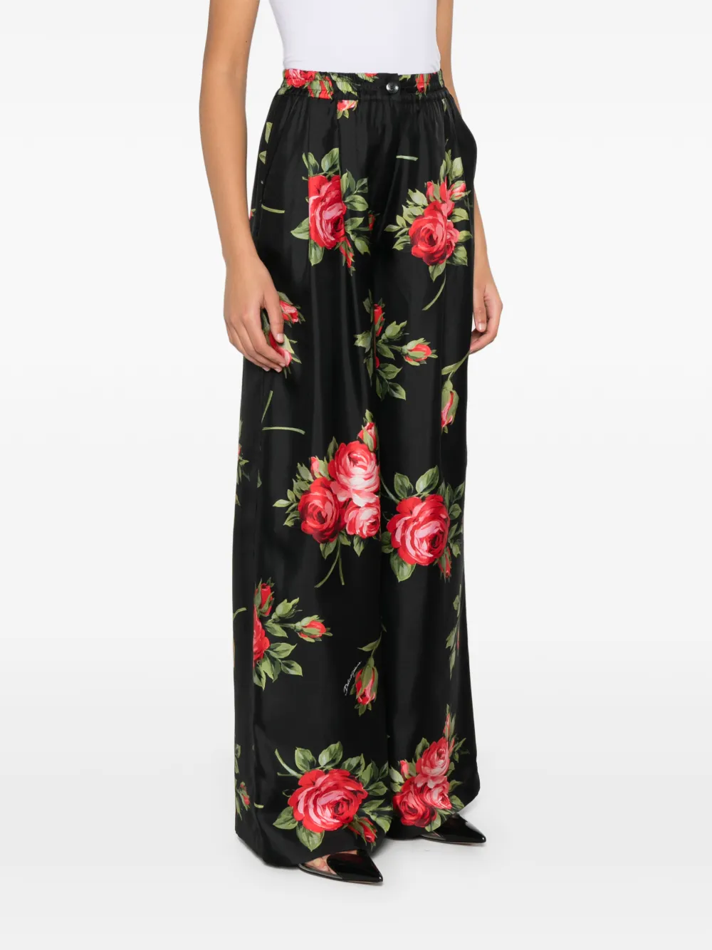 Dolce & Gabbana Broek met bloemenprint Zwart