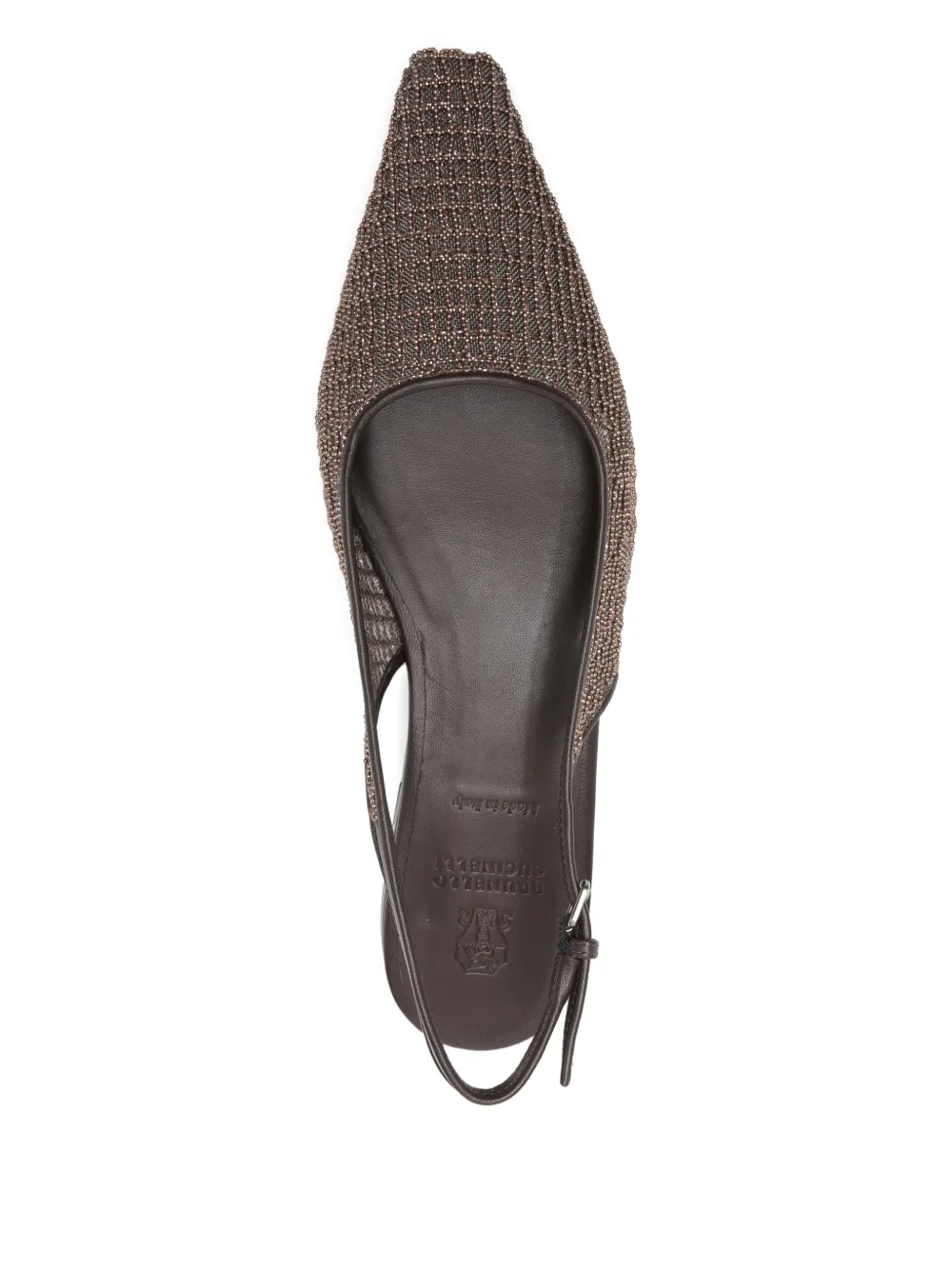 Brunello Cucinelli Verfraaide platte pumps met puntige neus Bruin