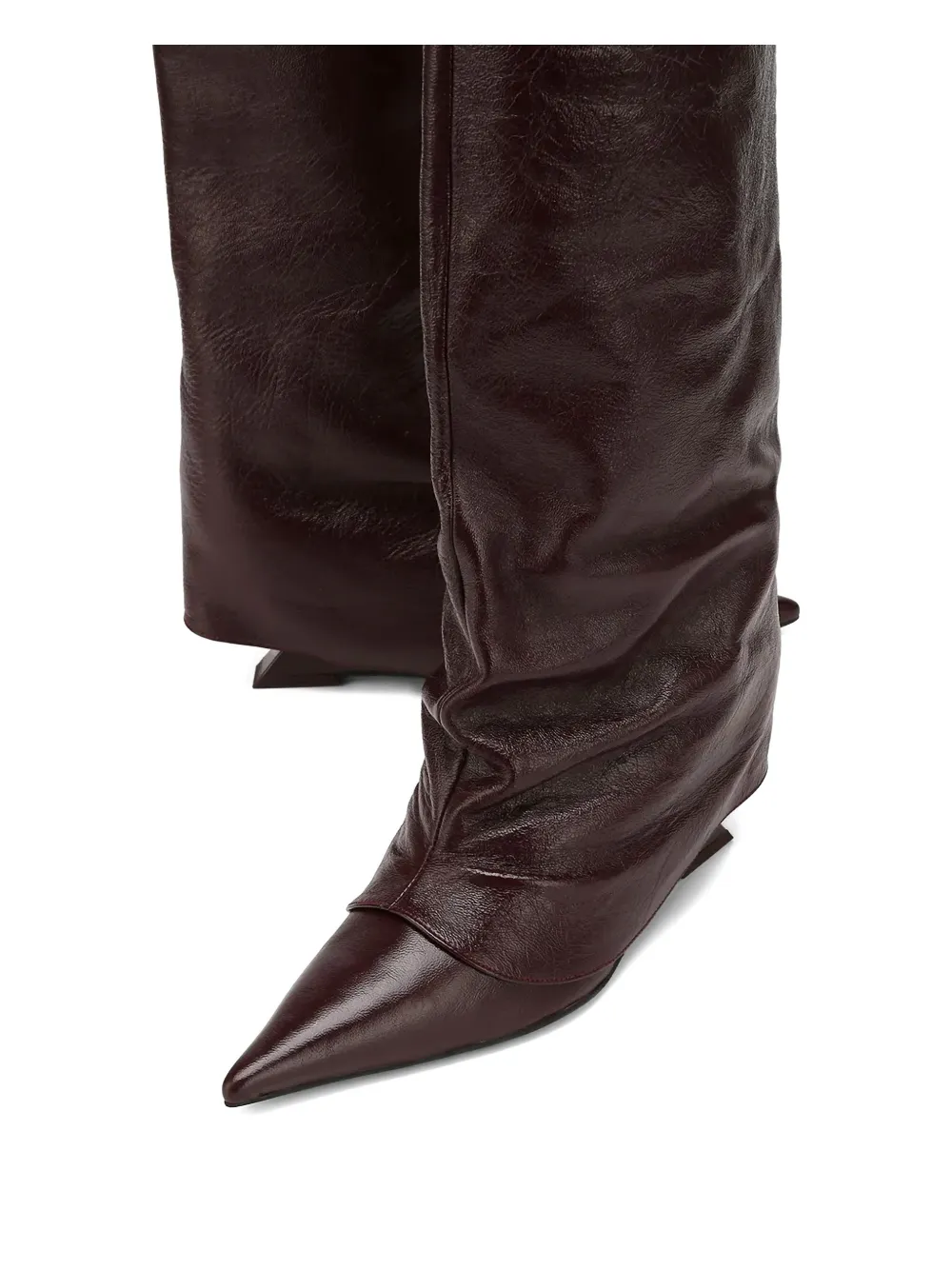 NAKED WOLFE Stated pointed-toe burgundy knee-high boots Rood