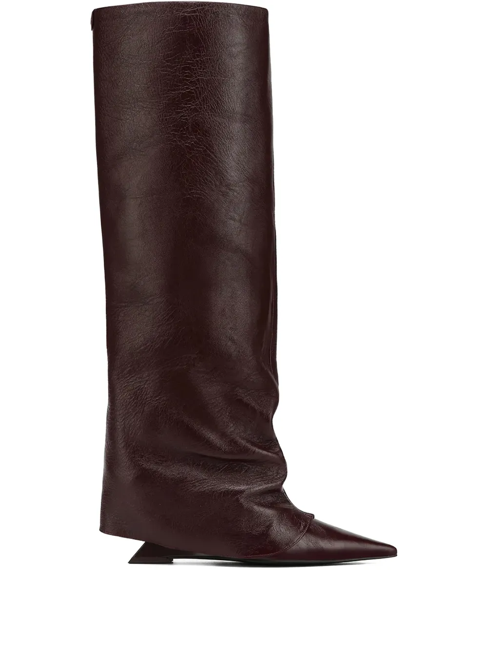 NAKED WOLFE Stated pointed-toe burgundy knee-high boots Rood