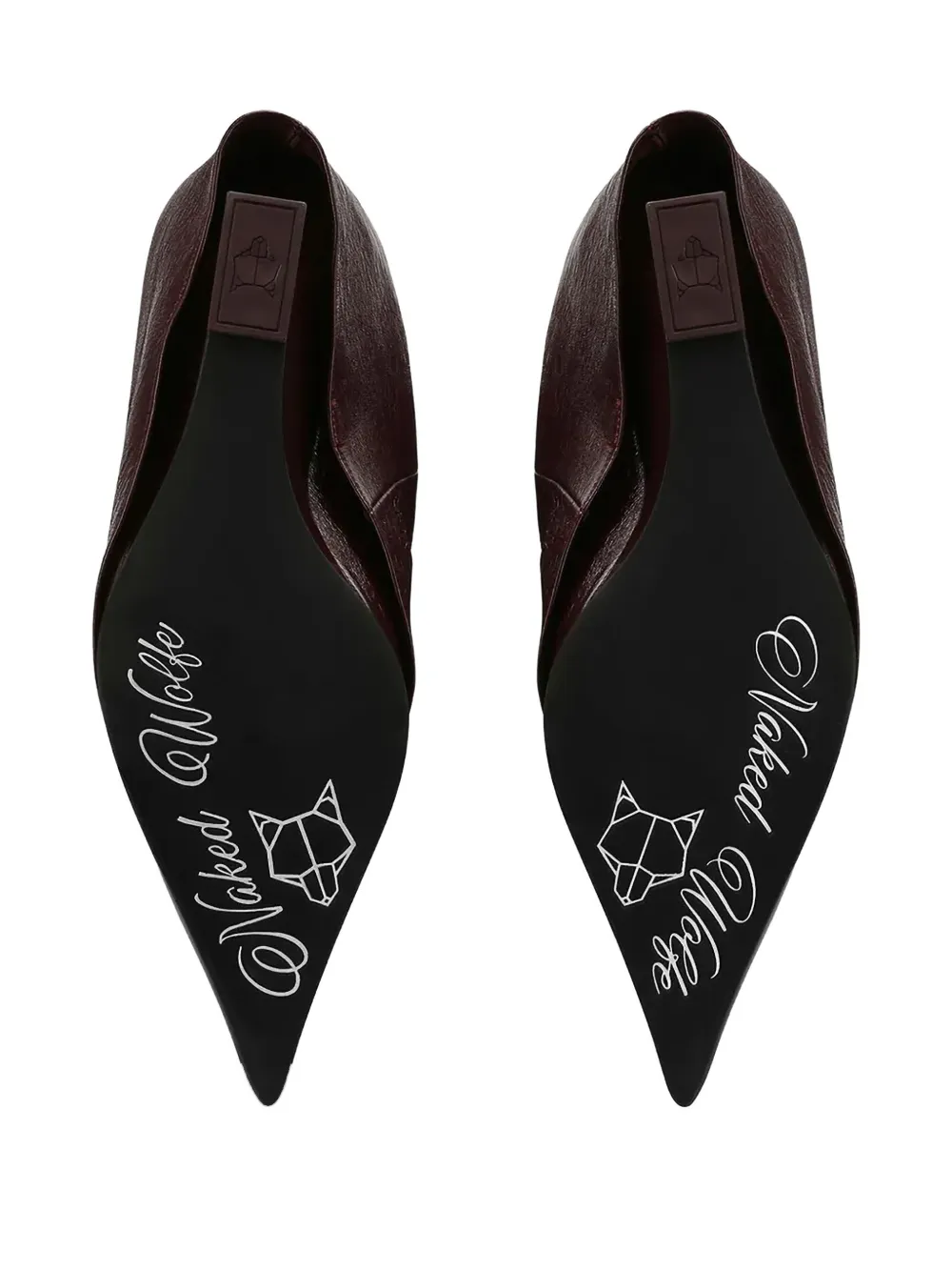 NAKED WOLFE Stated pointed-toe burgundy knee-high boots Rood