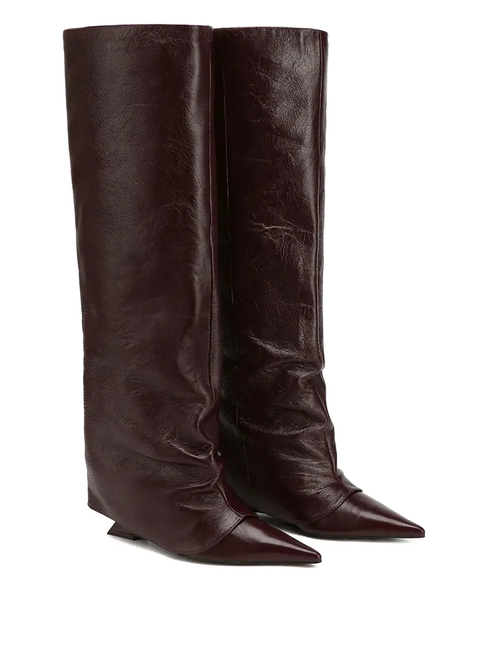 NAKED WOLFE Stated pointed-toe burgundy knee-high boots Rood