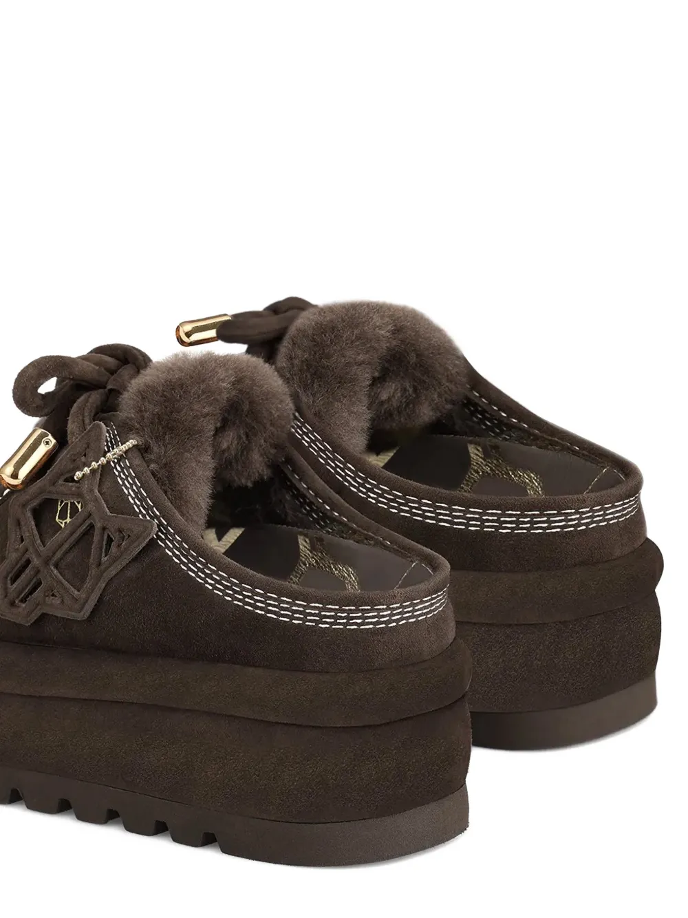 NAKED WOLFE fur-trim platform mules Bruin