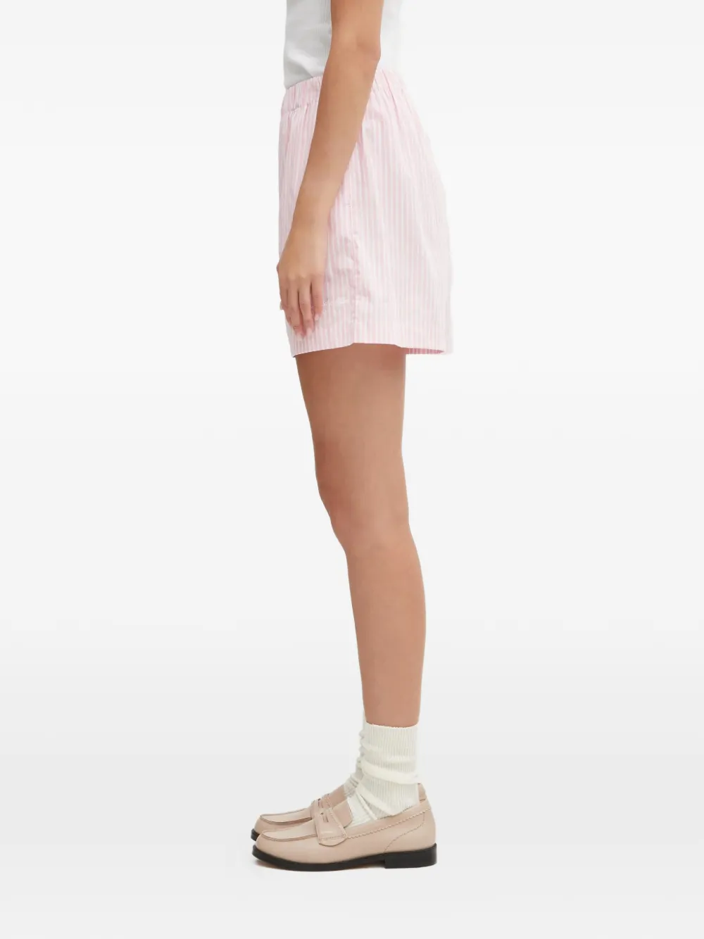 Sporty & Rich Hotel Eden Roc gestreepte shorts Roze