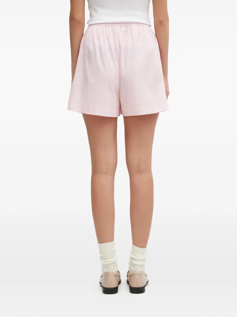 Sporty & Rich Hotel Eden Roc gestreepte shorts Roze