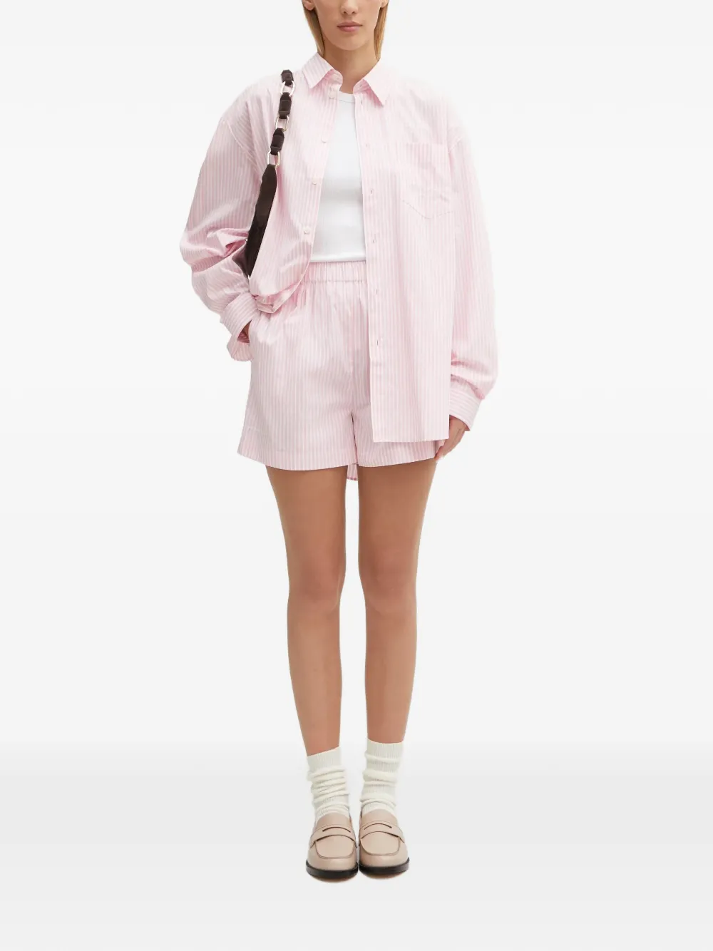 Sporty & Rich Hotel Eden Roc gestreepte shorts Roze