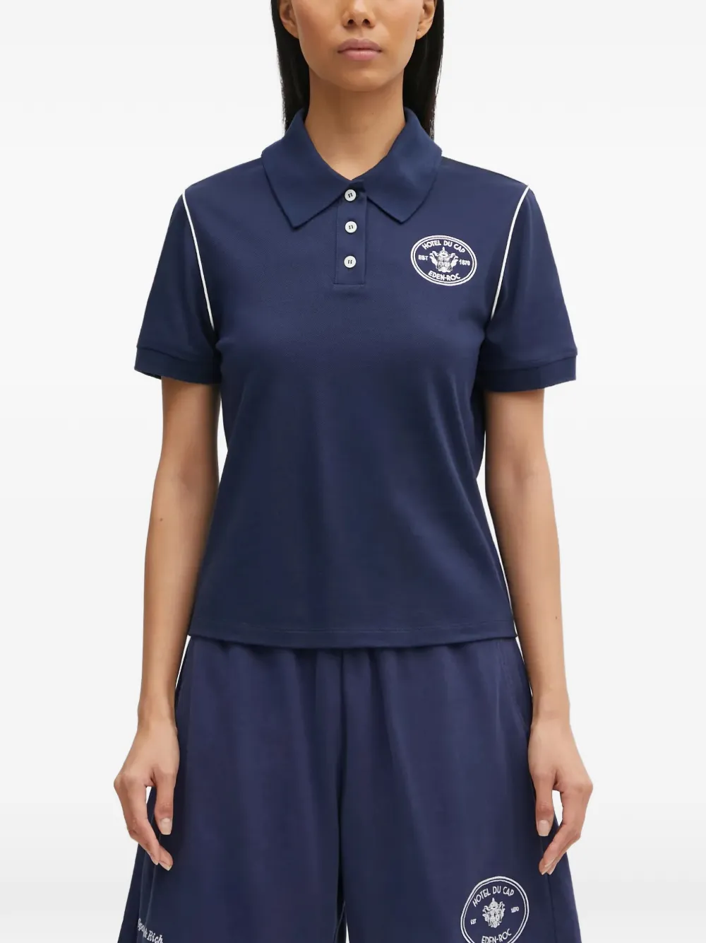 Sporty & Rich Hotel Eden Roc short-sleeve logo polo shirt - Blu