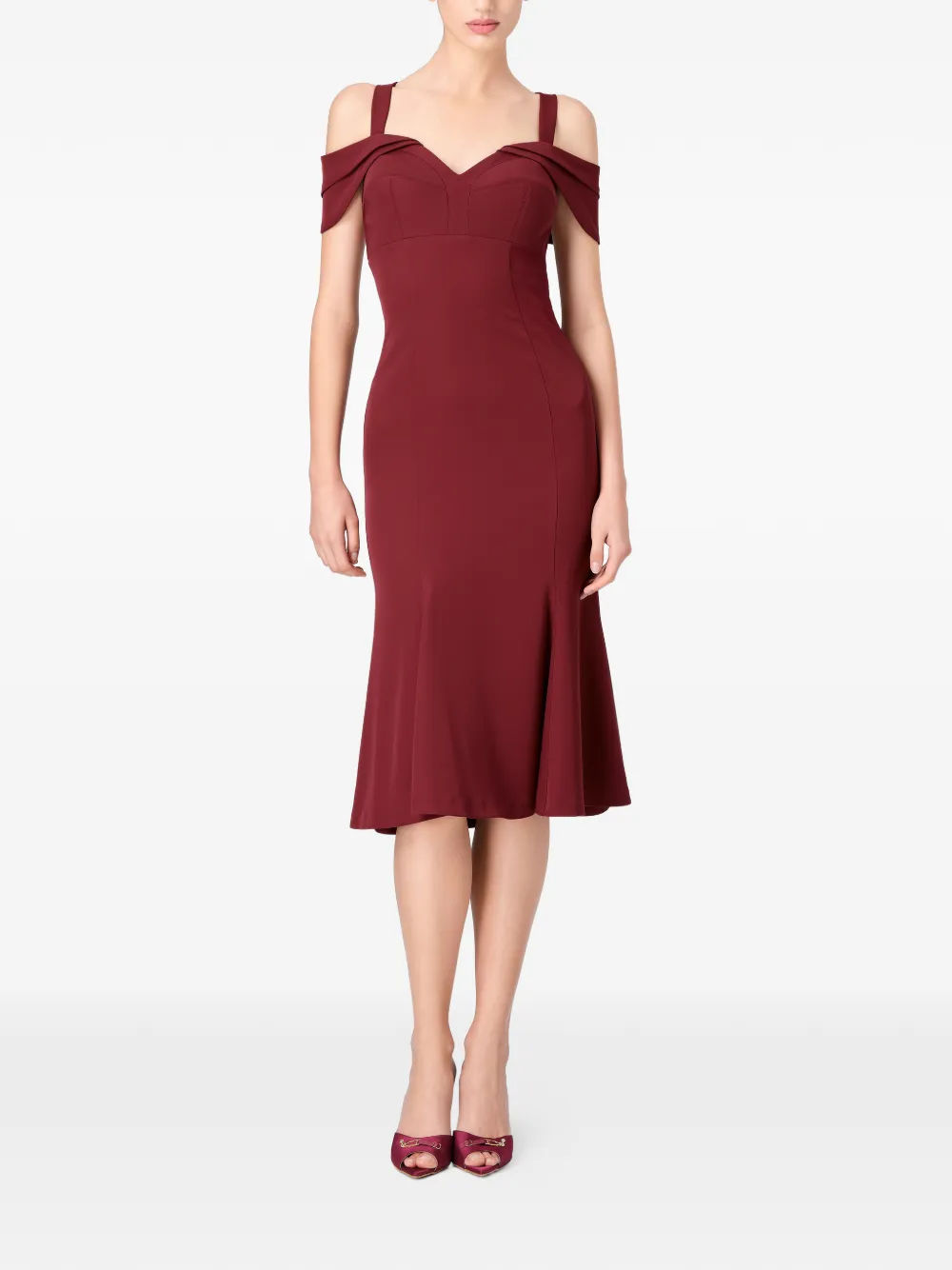 Murmur Candy V-neck midi dress - Rood