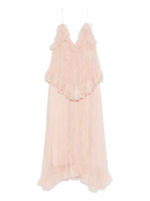 Alberta Ferretti ruffled lace midi dress
