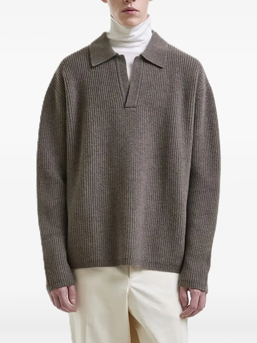 Hevo Taranto ribbed collared sweater | Grey | Image 1