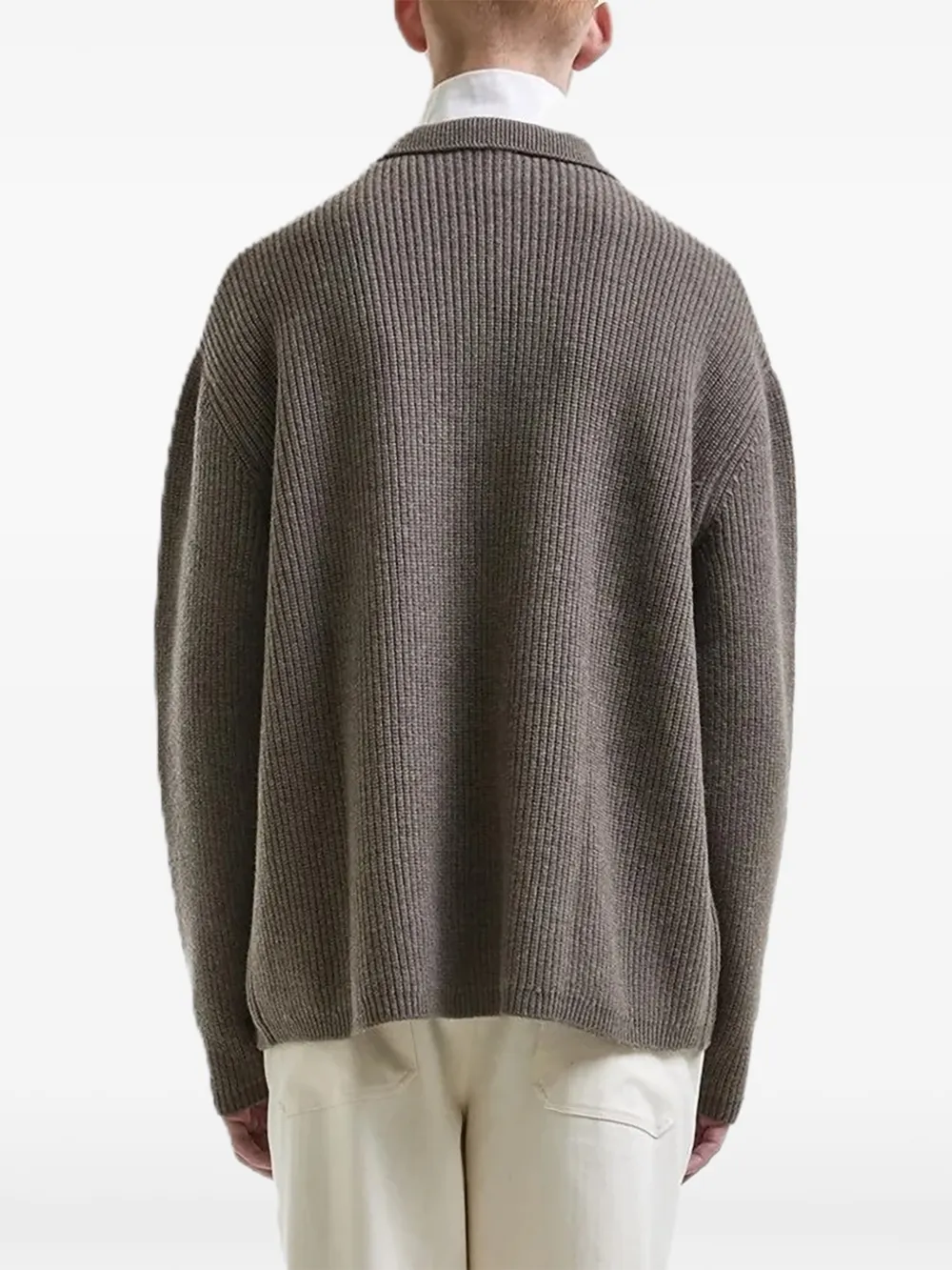 Hevo Taranto Ribbed Collared Sweater In Gray