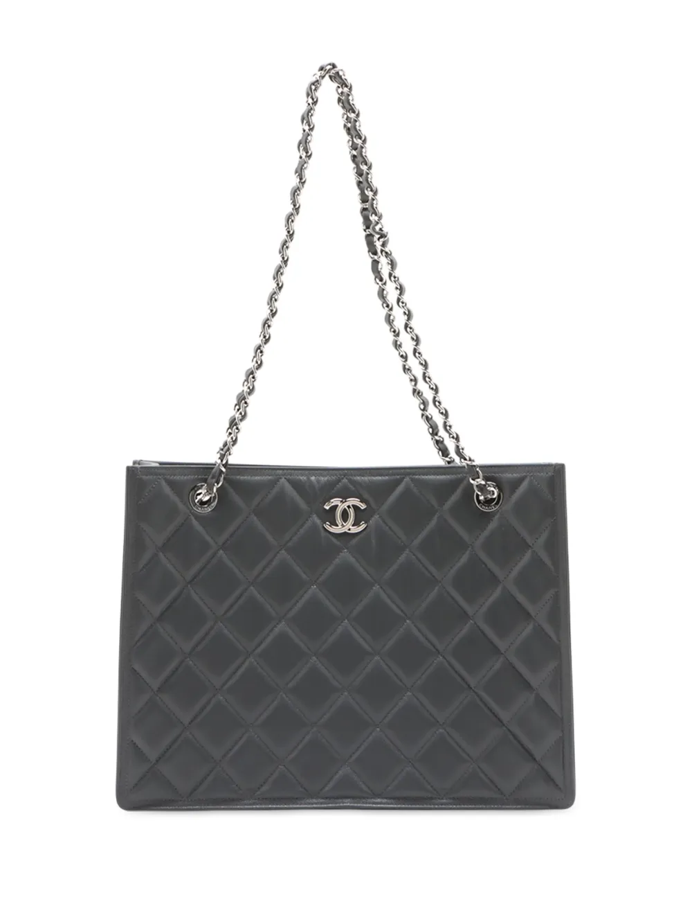 CHANEL Pre-Owned Borsa tote CC in pelle Caviar trapuntata con catena 2021-2025 - Grigio