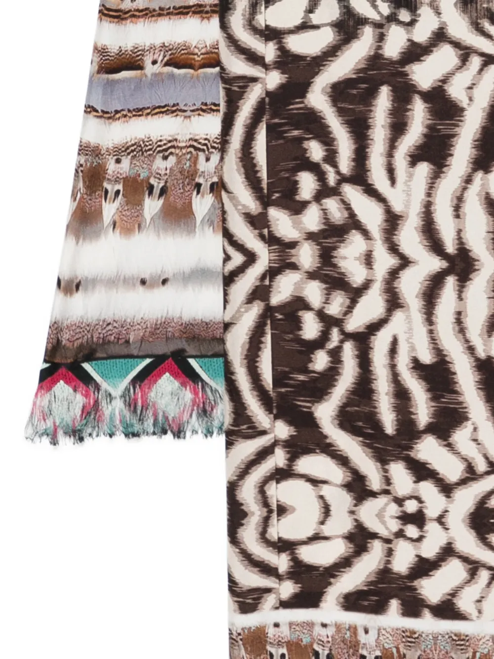 Pierre-Louis Mascia Sjaal met franje afwerking en print Beige