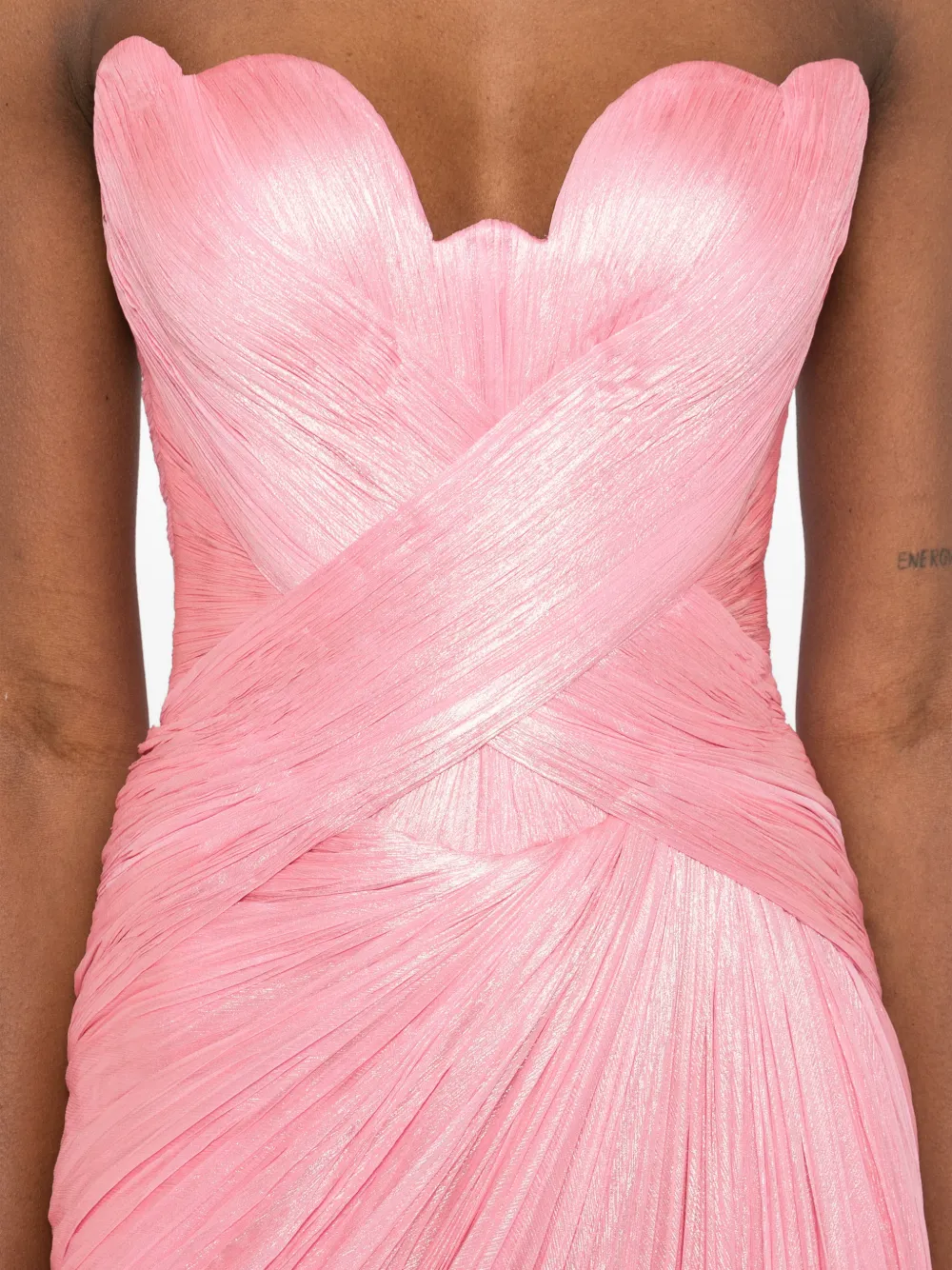 Iris Serban Luna metallic maxi-jurk met sweetheart hals Roze