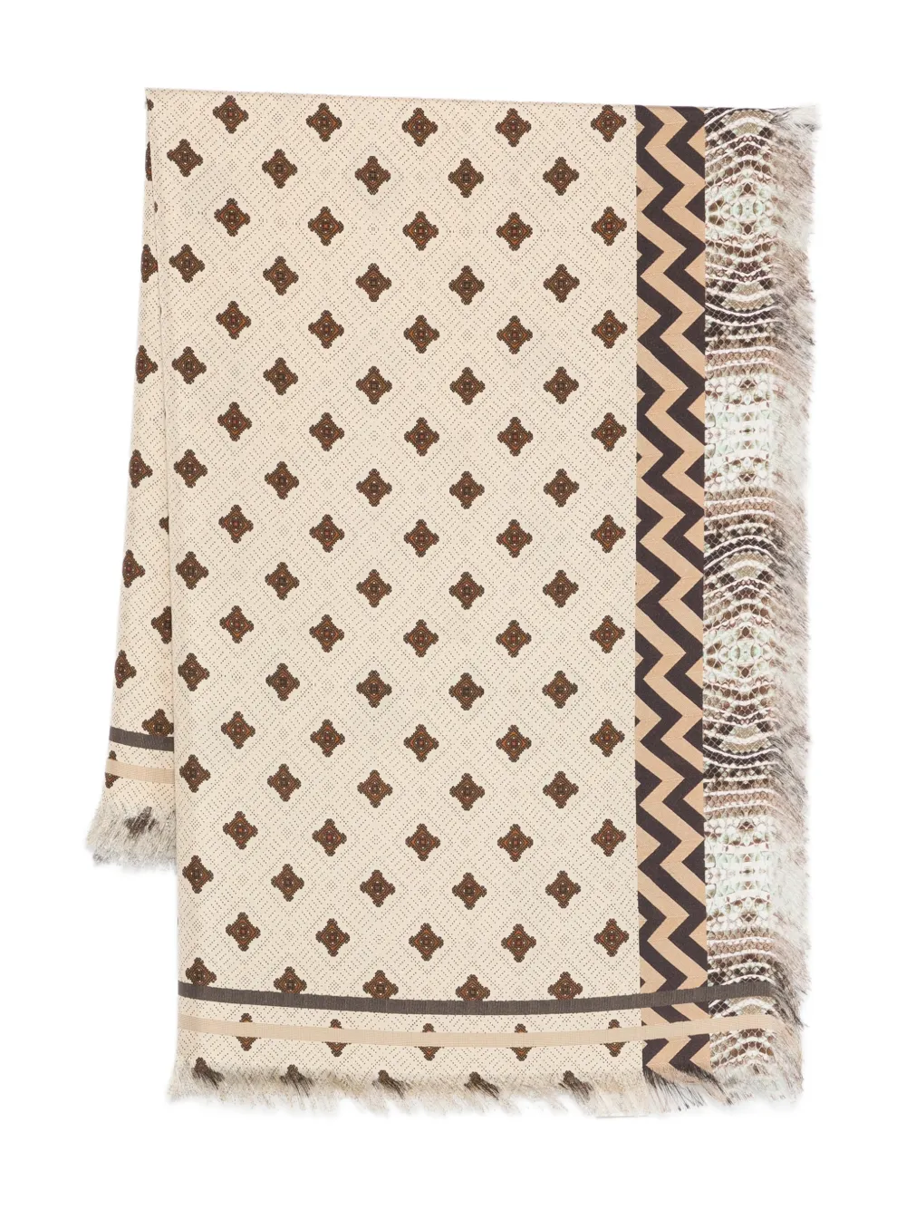 Pierre-Louis Mascia Aloeuw fringe-edge silk scarf - Neutrals