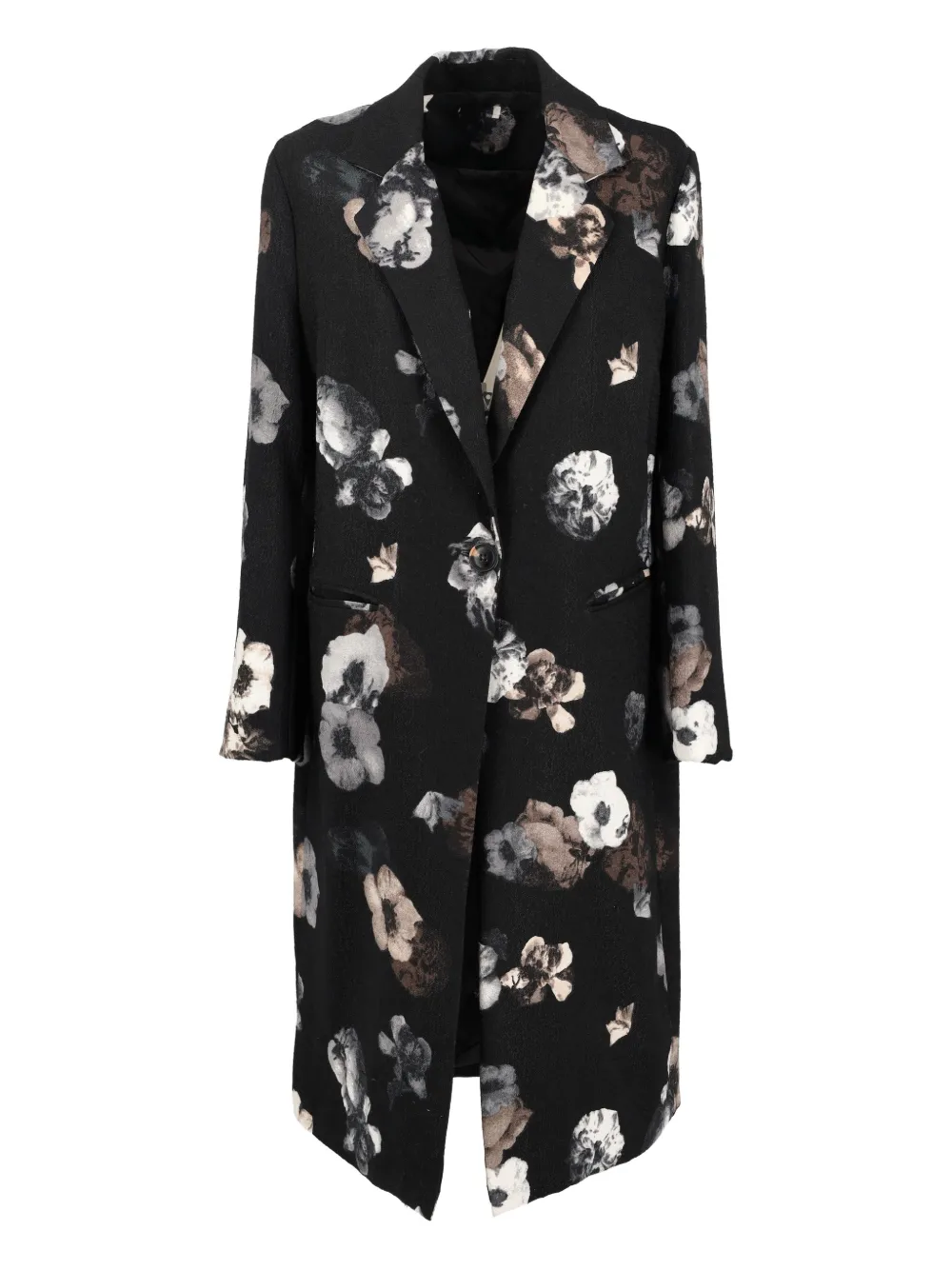 Vintage flower-print coat - Nero