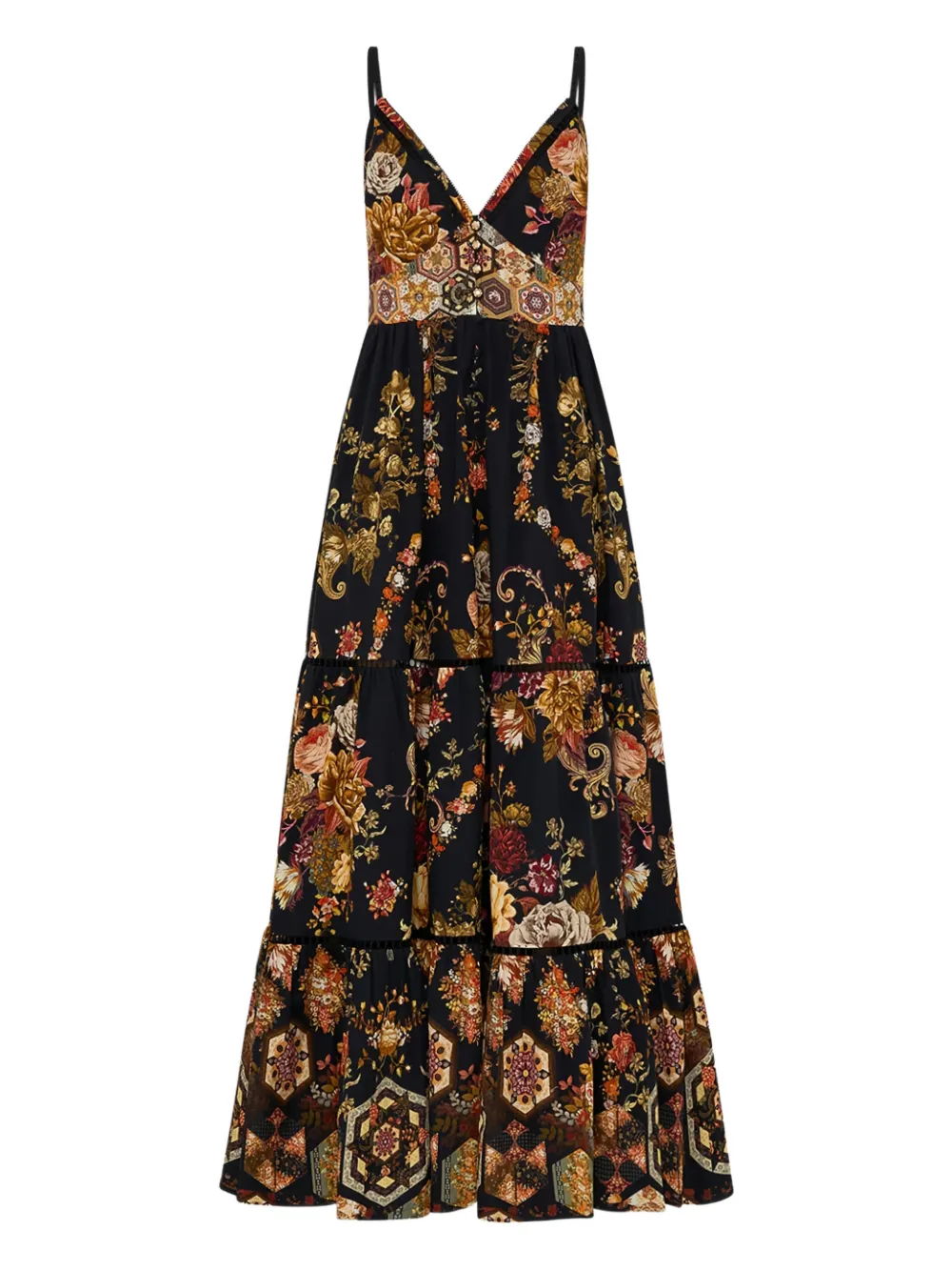 Camilla floral print V-neck dress - Nero