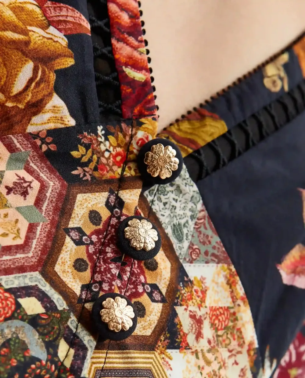 Camilla Jurk met bloemenprint Zwart