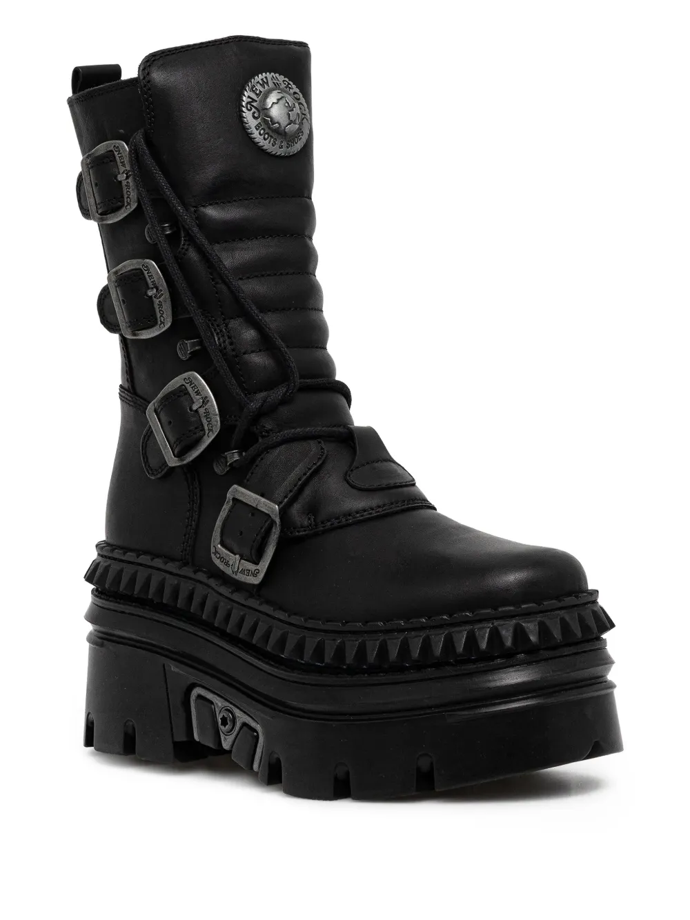 NEW ROCK Laarzen met gesp en plateauzool Zwart