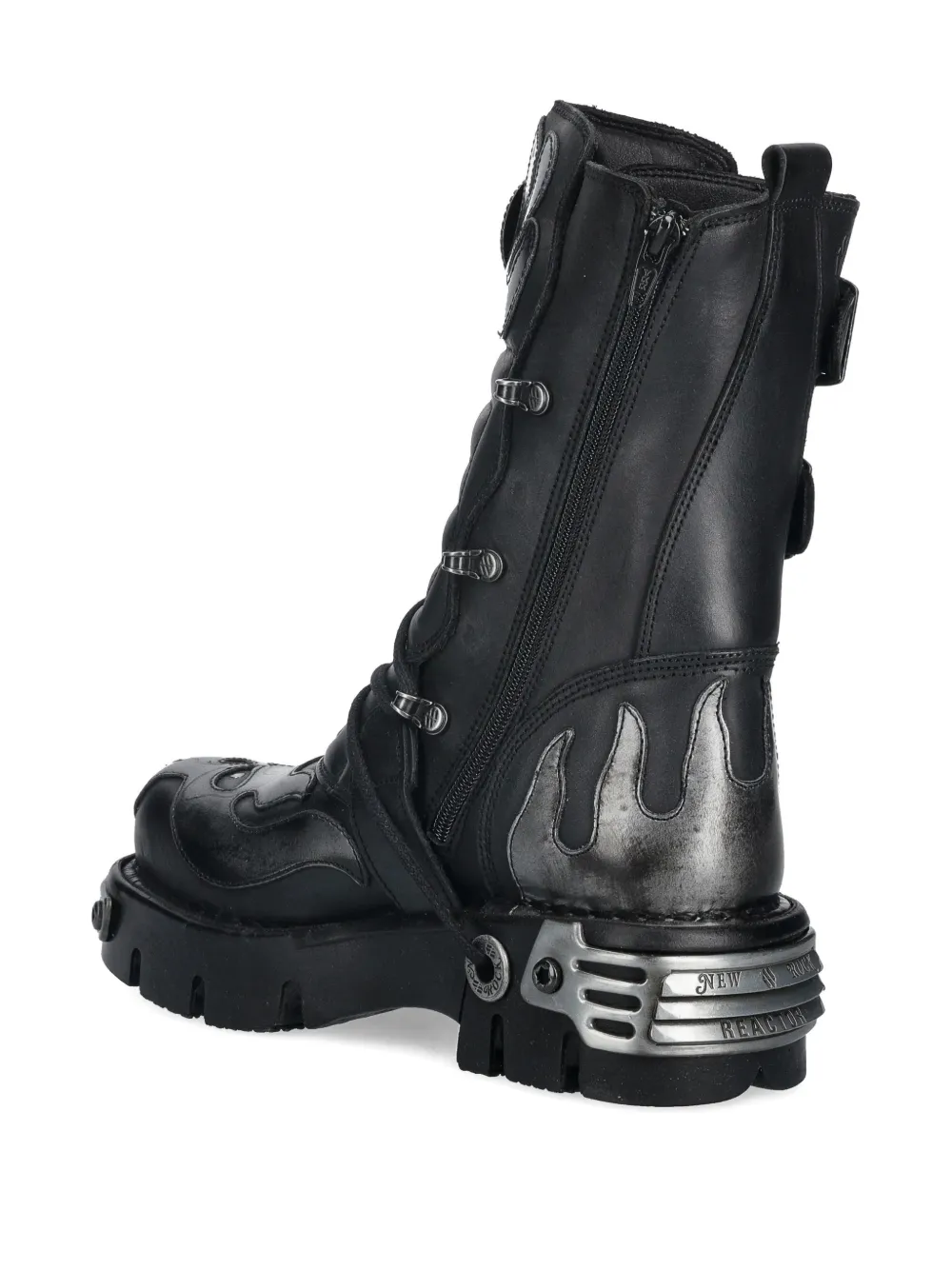 NEW ROCK Leren laarzen met gespen Zwart