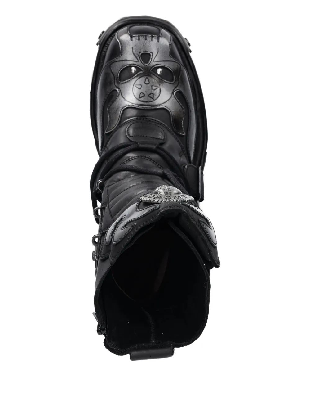 NEW ROCK Leren laarzen met gespen Zwart