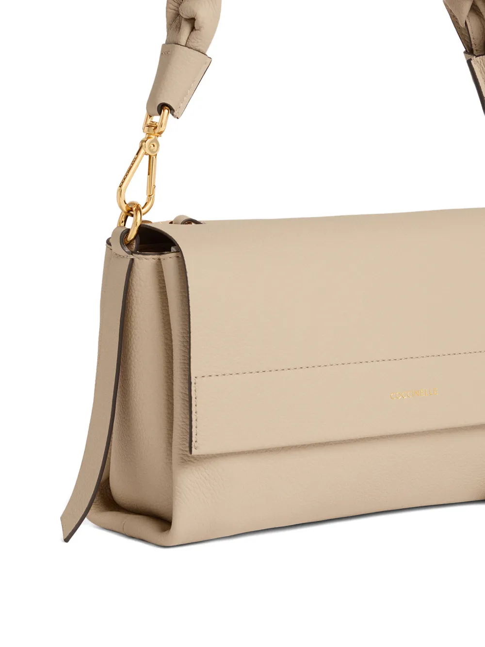 Coccinelle Kleine Boheme schoudertas met gevlochten handvat Beige