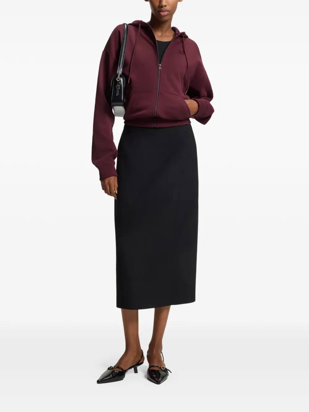 HUGO logo zip hoodie - Rood