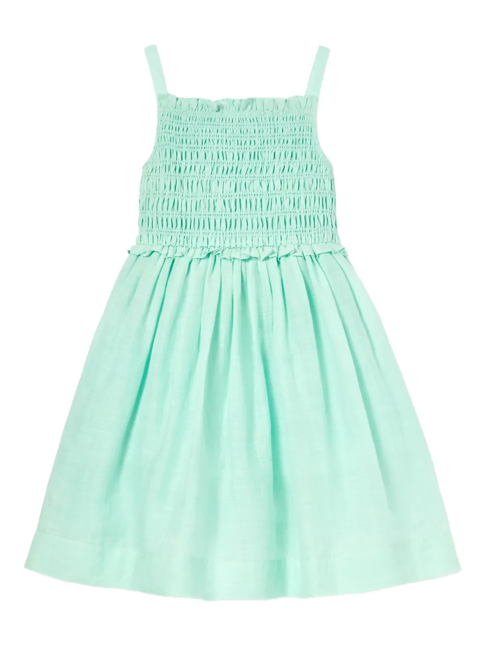 Self-Portrait Kids smocked ruffled dress - Verde