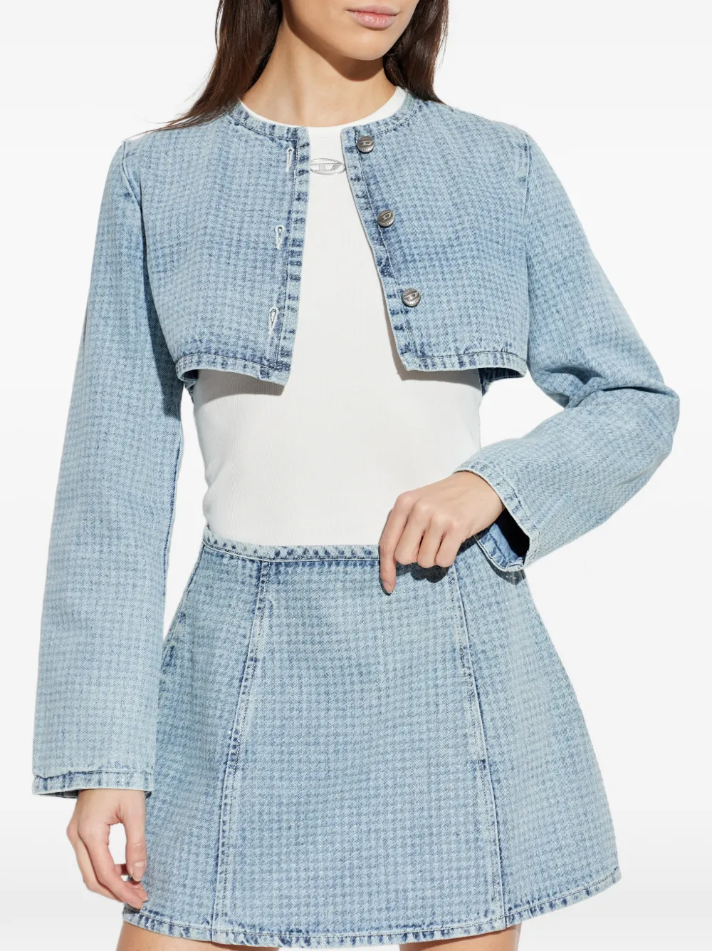  Diesel De-terri-s Button Crop Jacket - Blue 