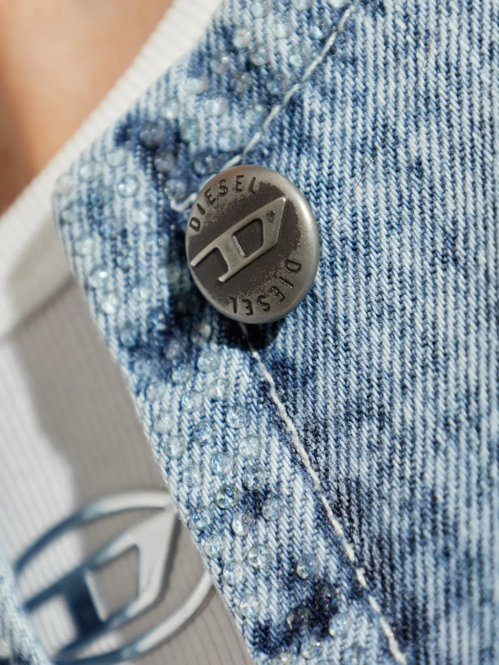Diesel De-Terri-S cropped jack met knopen Blauw