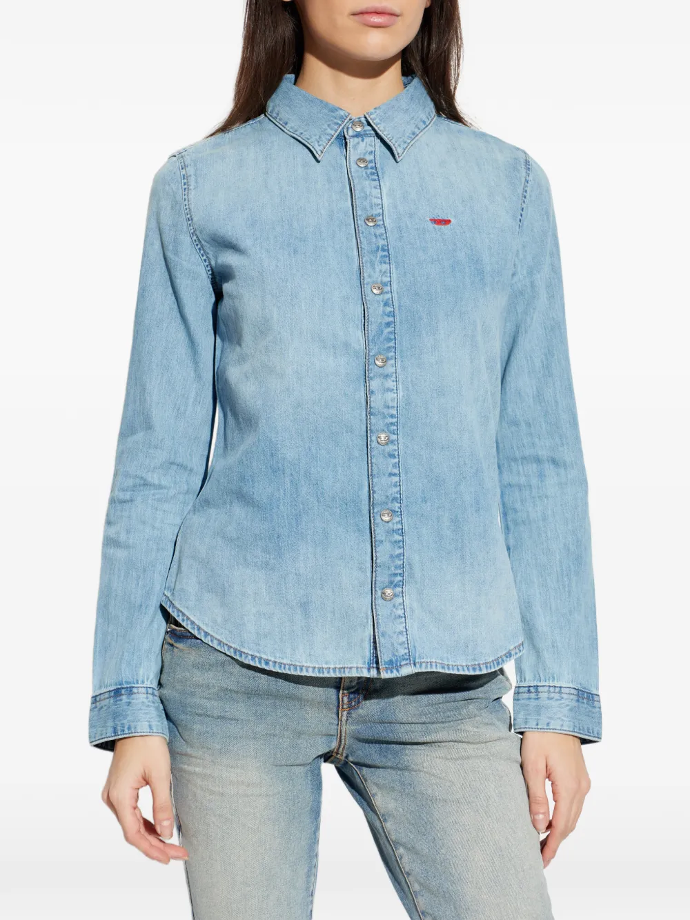  Diesel De-eazy Button Embroidered Shirt - Blue 