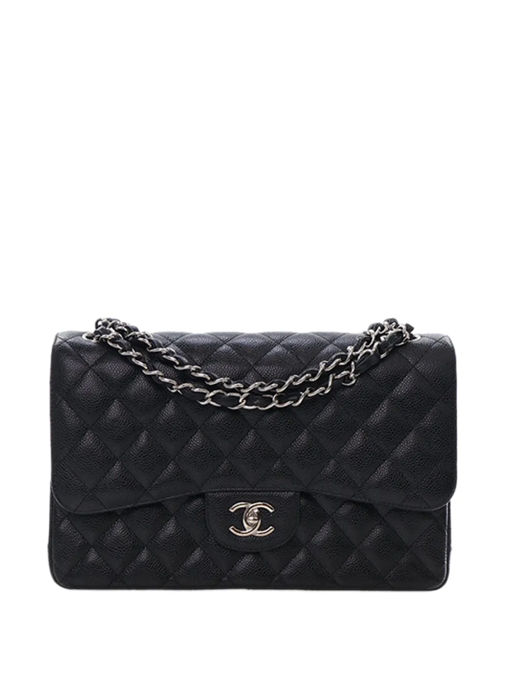 CHANEL Pre-Owned Borsa a spalla Jumbo Classic Double Flap in pelle Caviar 2016-2017 - Nero
