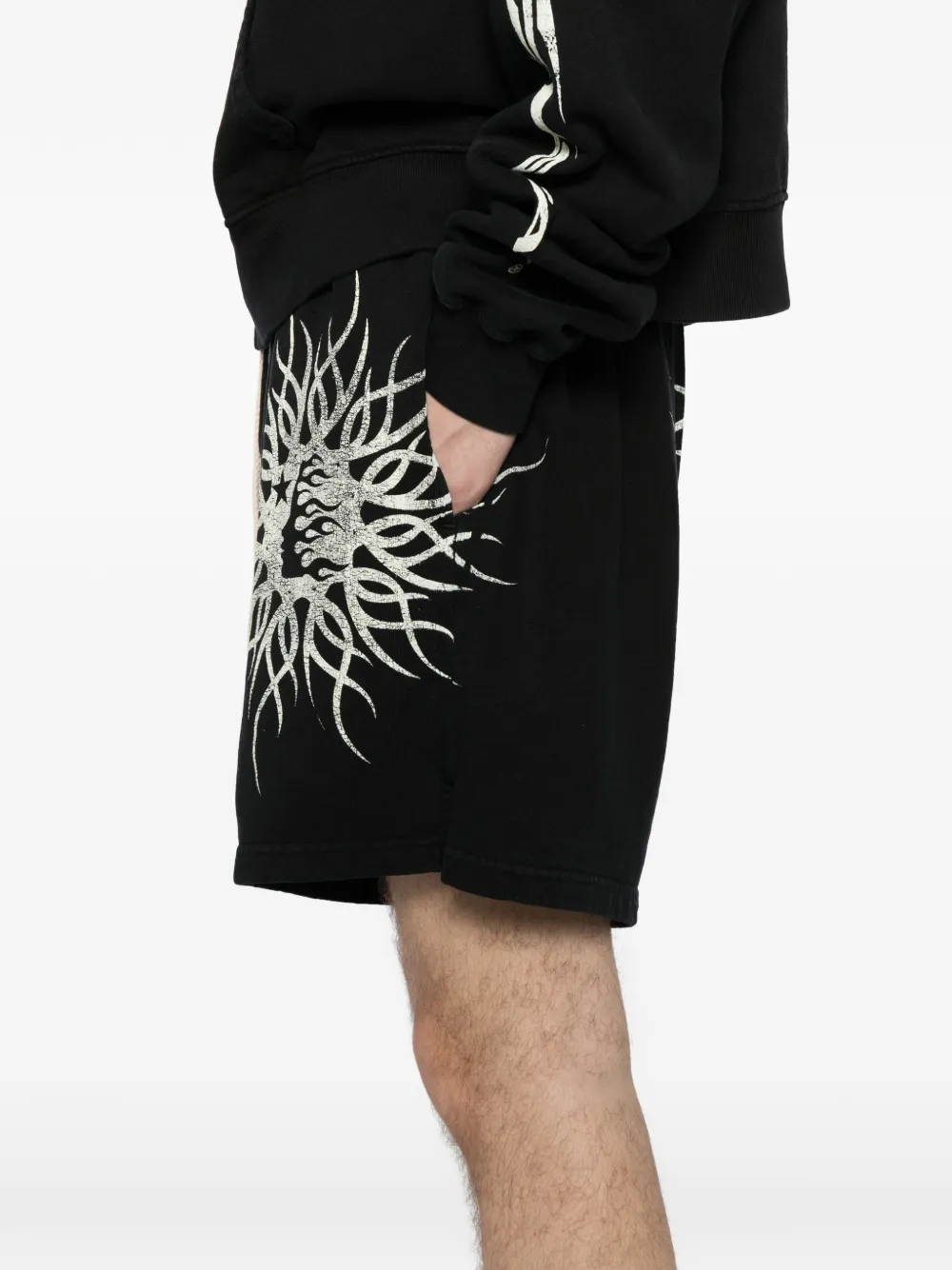 HELLSTAR Katoenen shorts met print Zwart