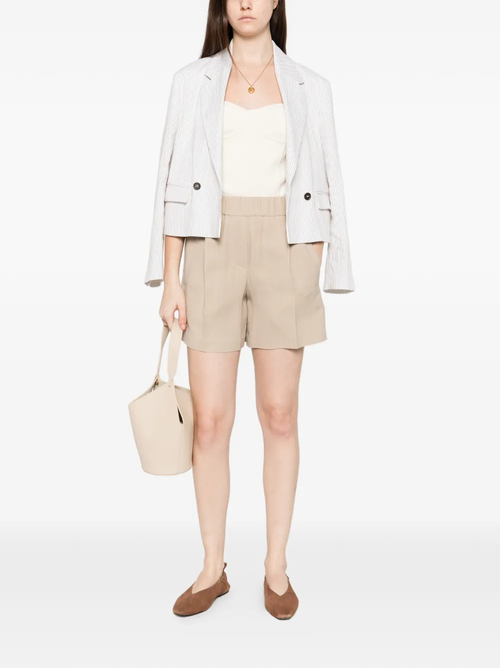Brunello Cucinelli Linen Blend Shorts In Neutral